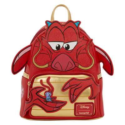 Mini sac à dos Loungefly Mulan Mushu Glitter Cosplay – vue de face