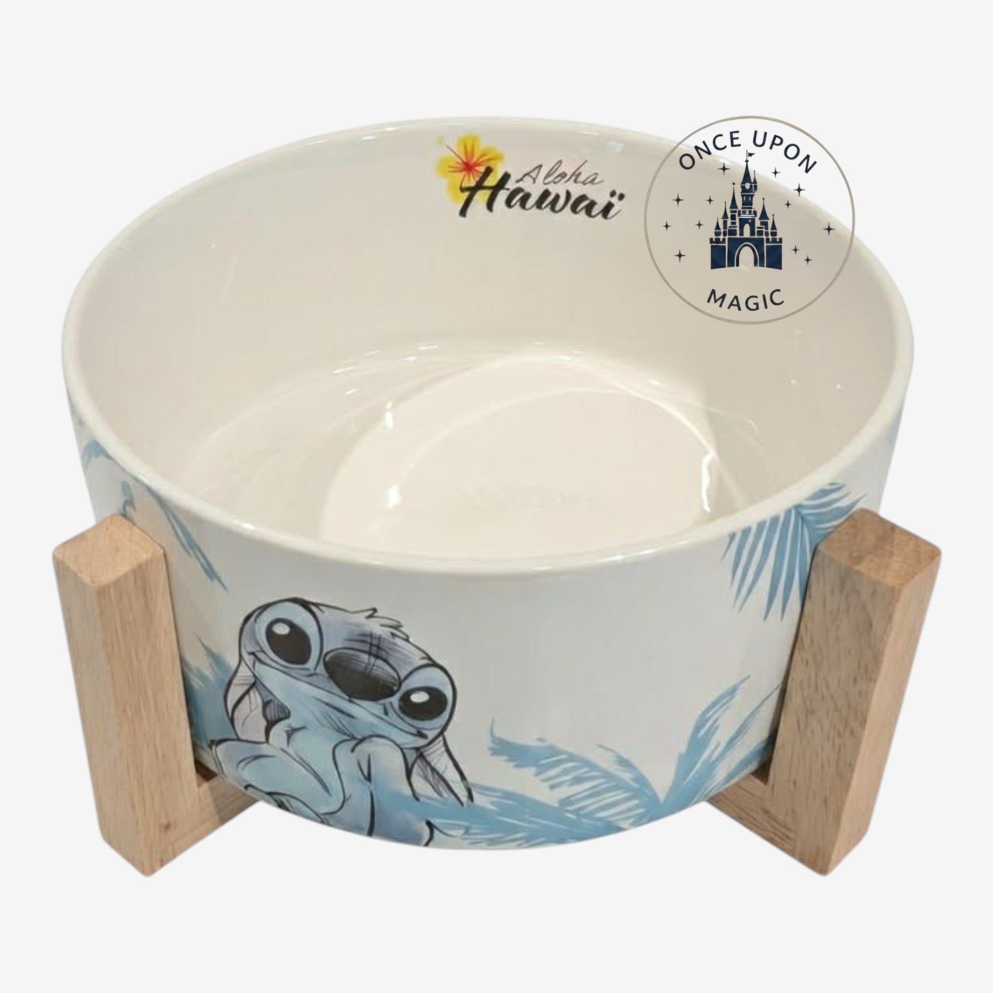スティッチアロハハワイセラミックサラダボウル 木製スタンド付き