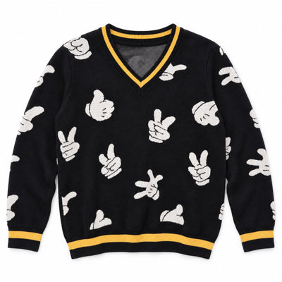 Pull noir à motifs mains de Mickey Mouse – Disney Glamour