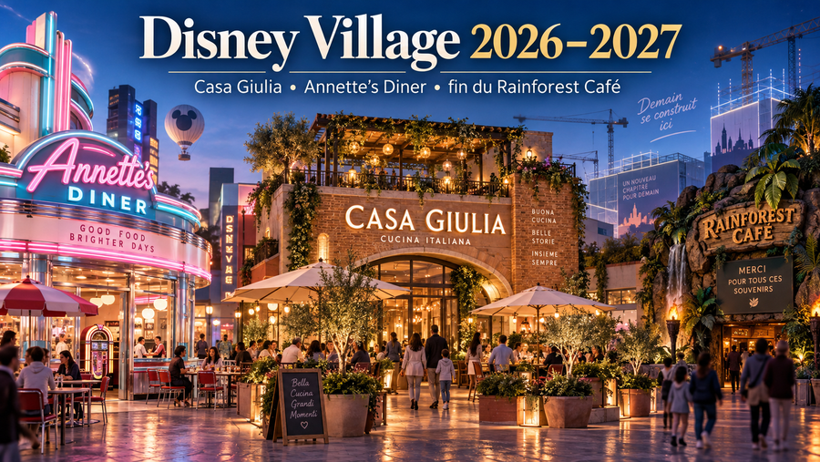 Disney Village : Casa Giulia, Annette’s Diner et fin du Rainforest Café, ce qui change d’ici 2027