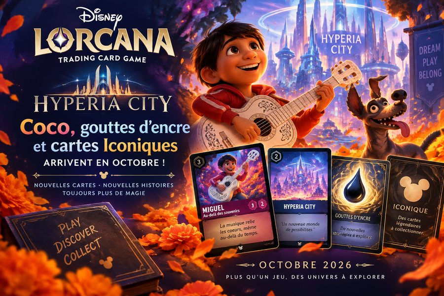 Disney Lorcana Hyperia City : Coco, gouttes d’encre et cartes Iconiques arrivent en octobre