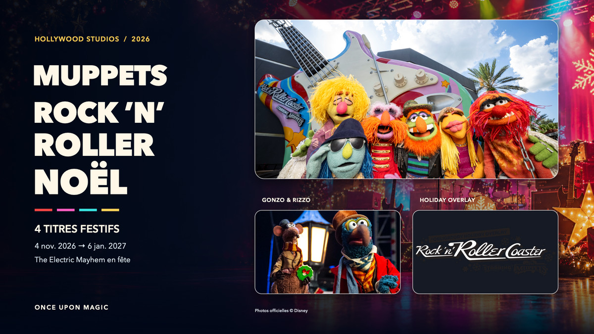 The Muppets : Rock ’n’ Roller Coaster dévoile son overlay de Noël 2026