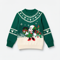 Pull de Noël Minnie Mouse enfant vert, vue de face – photo studio