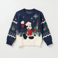 Pull de Noël Mickey Mouse enfant bleu marine, vue de face – photo studio