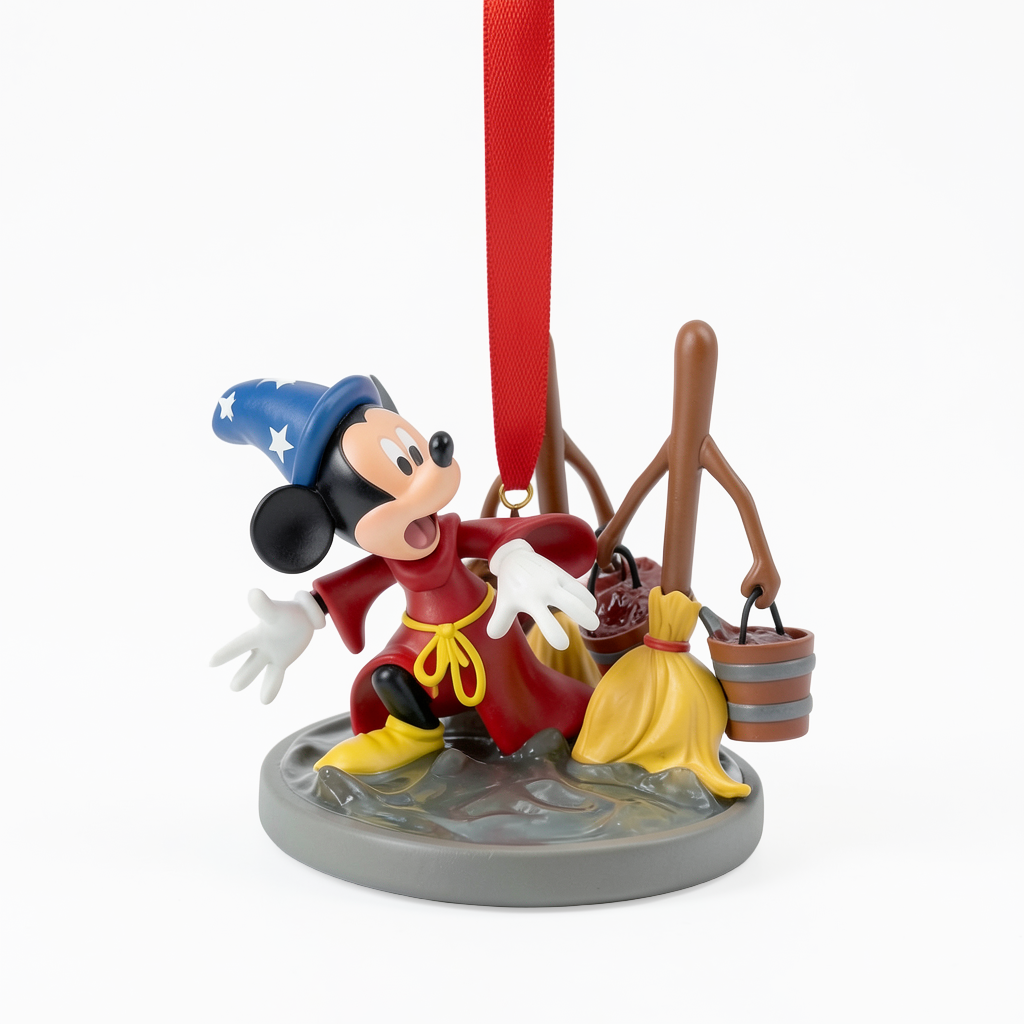 Ornement de Noël Mickey Fantasia Apprenti Sorcier – Disneyland Paris — photo studio sur fond blanc mat