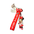 Porte-clés Minnie Mouse 3D avec lanière rouge – Disneyland Paris — photo studio sur fond blanc mat