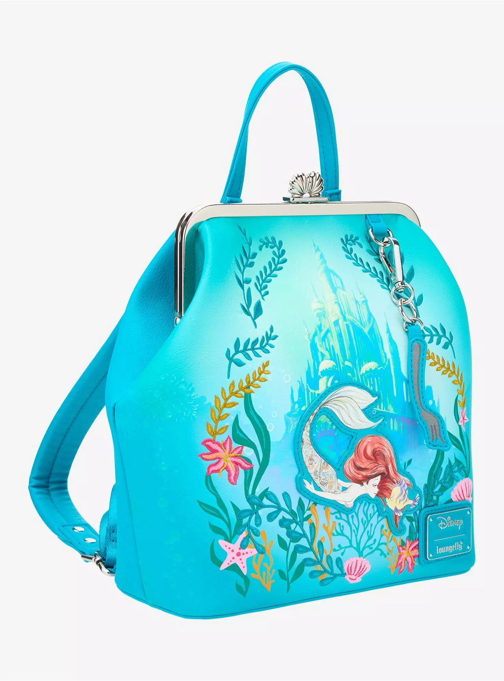 Mini sac à dos Loungefly Ariel Floral à fermoir rétro, La Petite Sirène – visuel 2