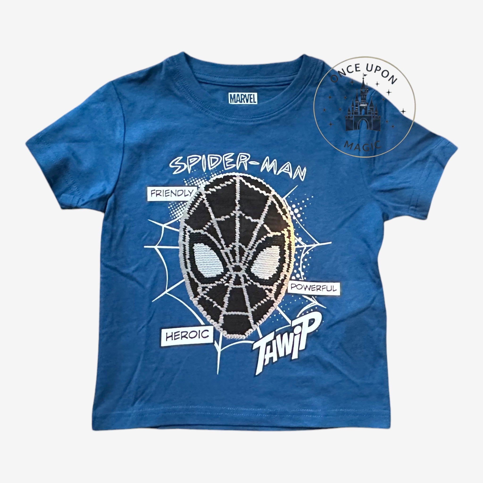 T-shirt Spider-Man sequins réversibles Marvel Disneyland Paris détail