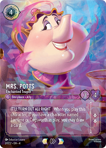 Carte Mrs. Potts – Enchanted Teapot, Curator’s Collection La Belle et la Bête, visuel promotionnel anglais