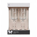 Coffret de deux verres à pied transparents texturés avec motif Mickey Mouse en relief