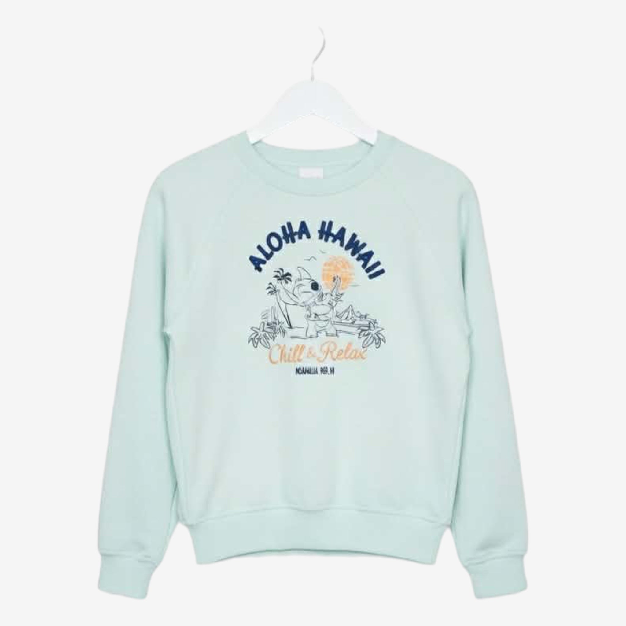 Stitch women's sea green sweater "Aloha Hawaii – Chill & Relax"