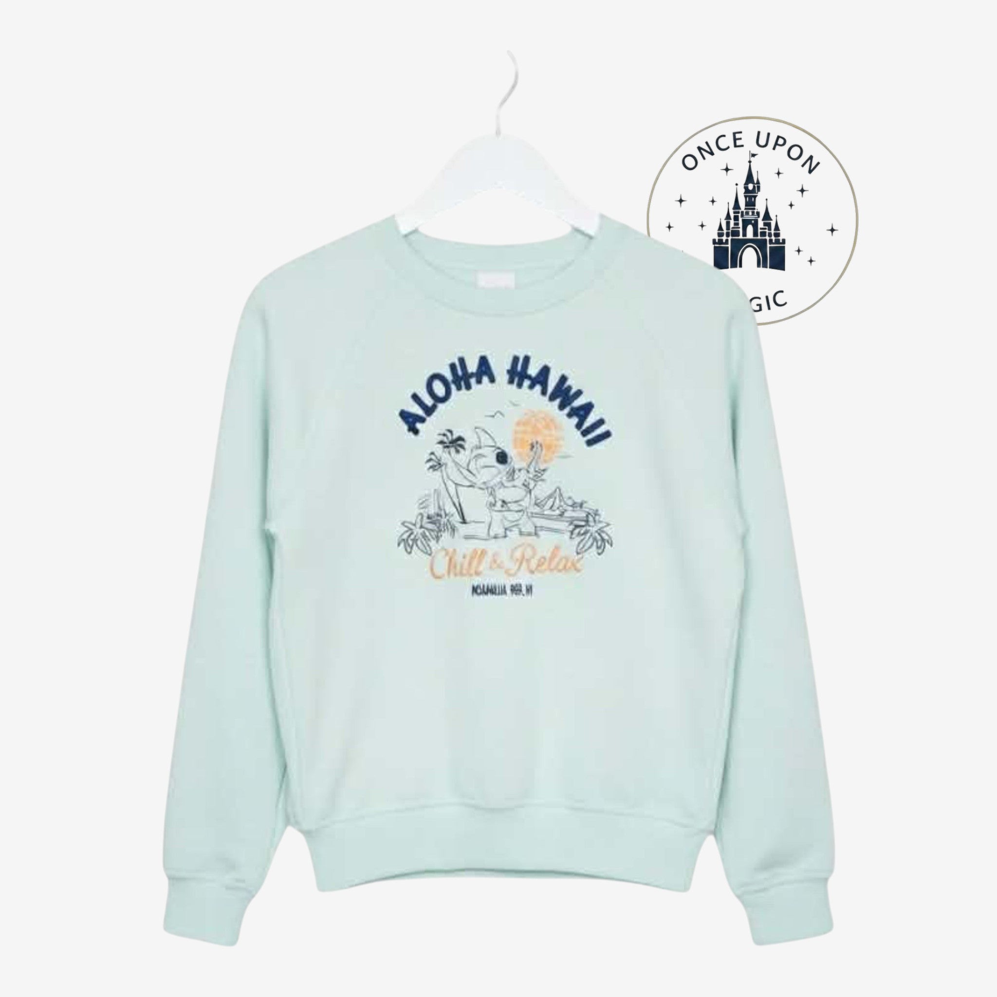 Stitch women's sea green sweater "Aloha Hawaii – Chill & Relax"