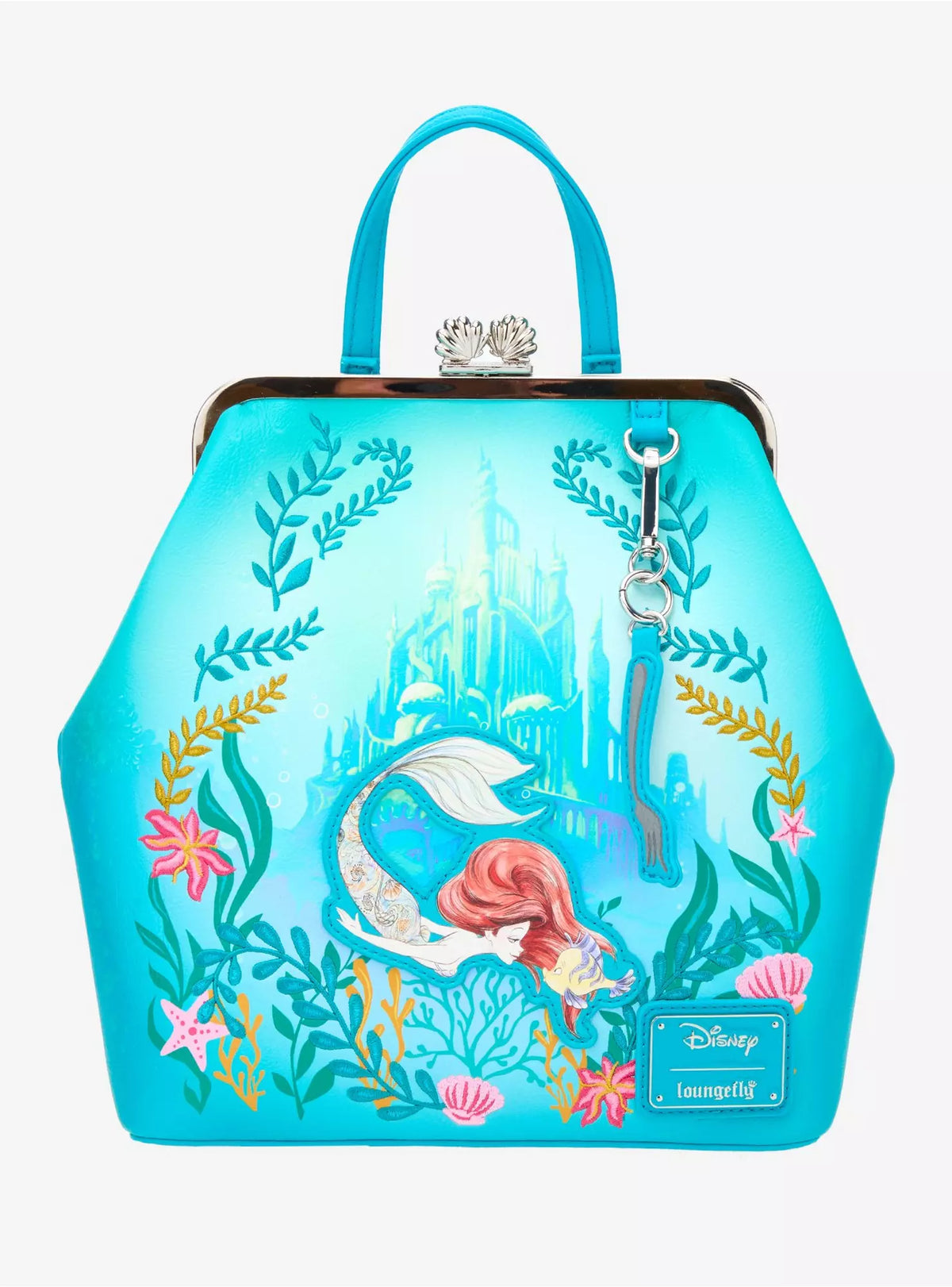 Mini sac à dos Loungefly Ariel Floral à fermoir rétro, La Petite Sirène – visuel 1