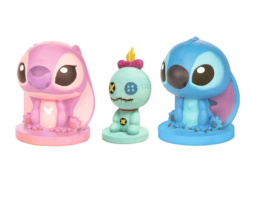 Set de trois figurines à peindre Stitch, Angel et Scrump