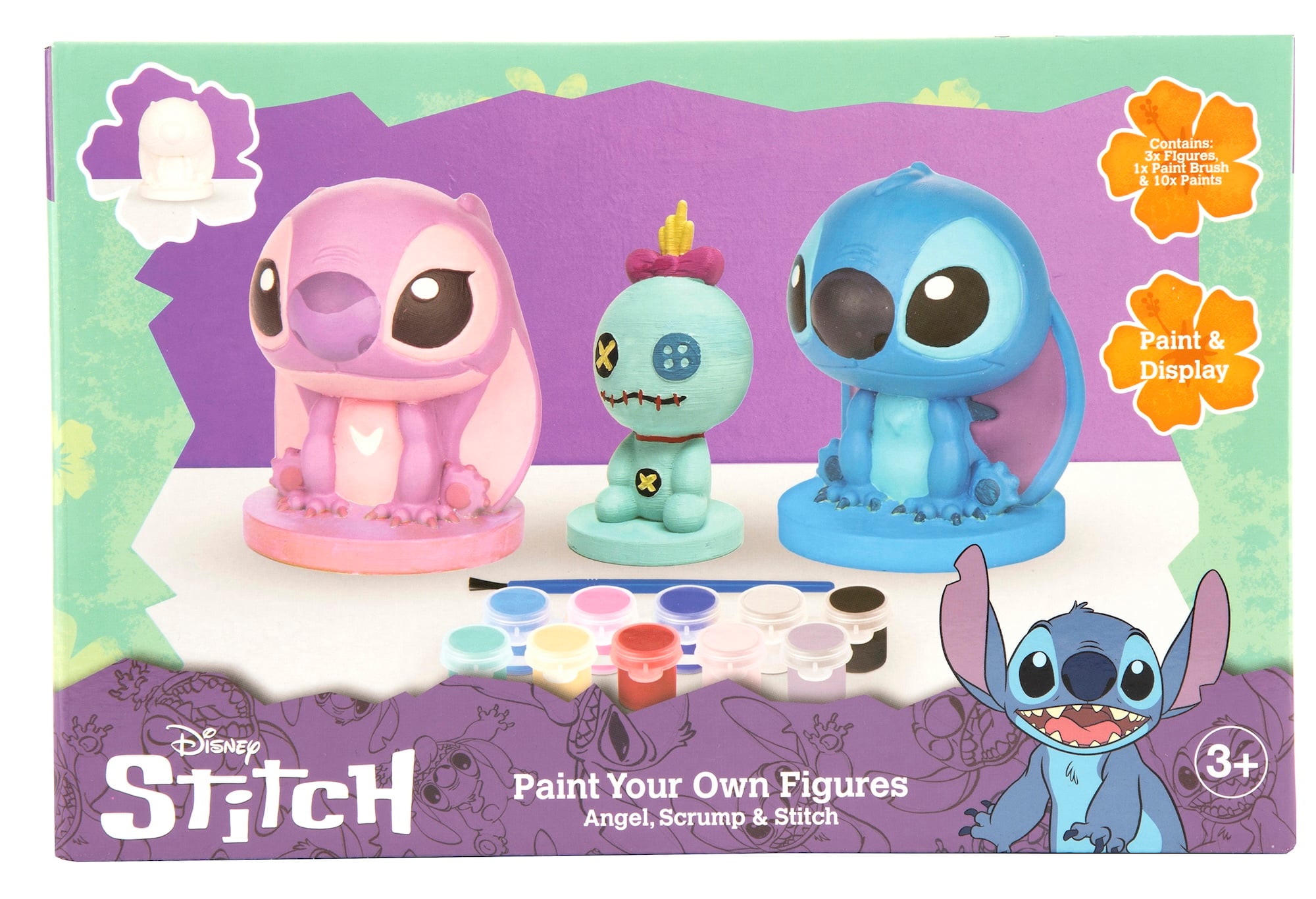 Set de trois figurines à peindre Stitch, Angel et Scrump