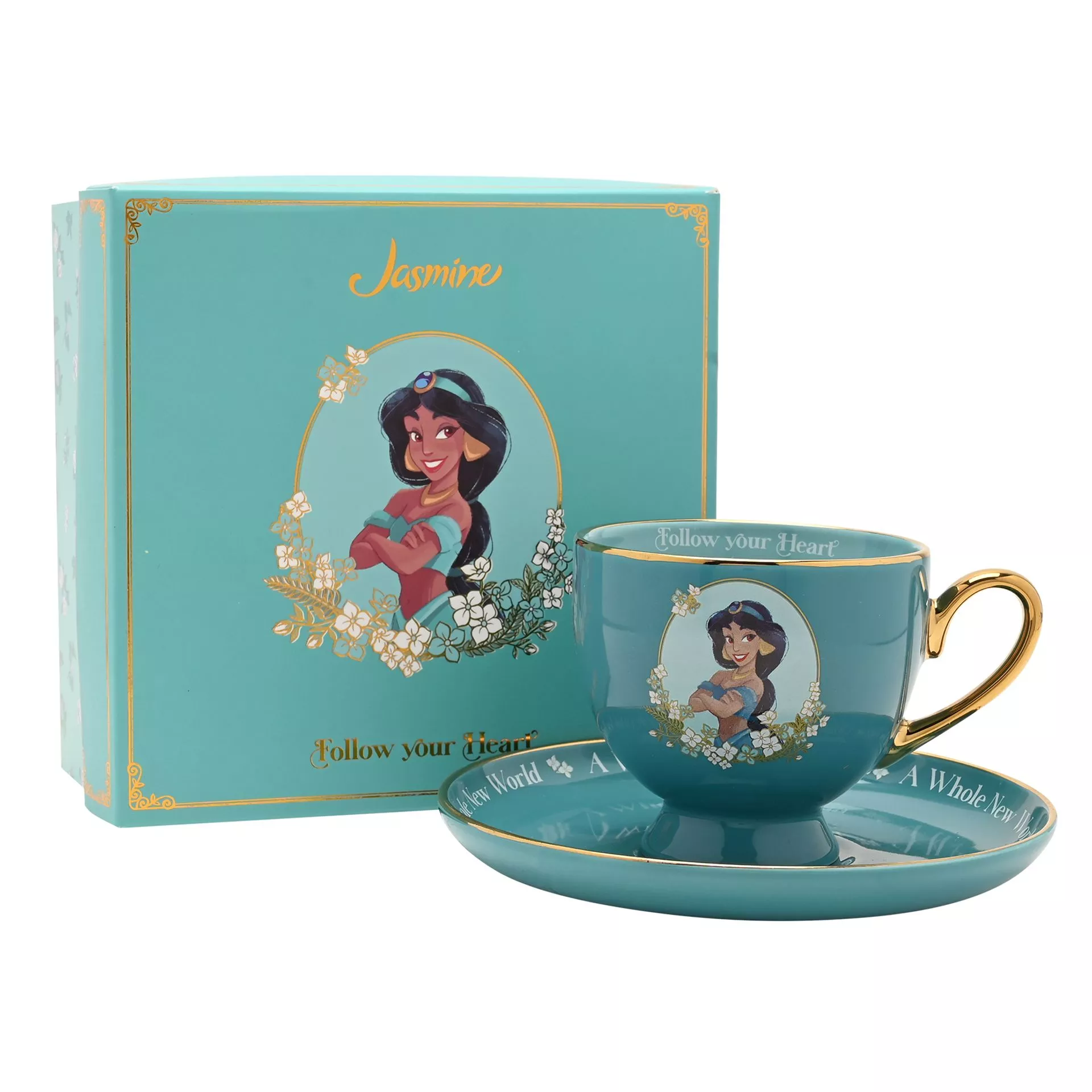 Tasse turquoise Jasmine avec soucoupe Disney Aladdin