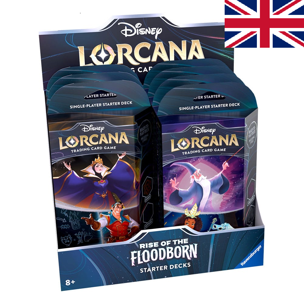 Display de 8 decks de démarrage Disney Lorcana L’Ascension des Floodborn en anglais