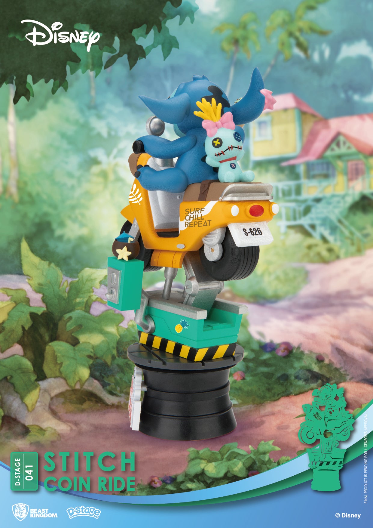 Stitch avec lunettes de soleil et planche de surf – Coin Ride