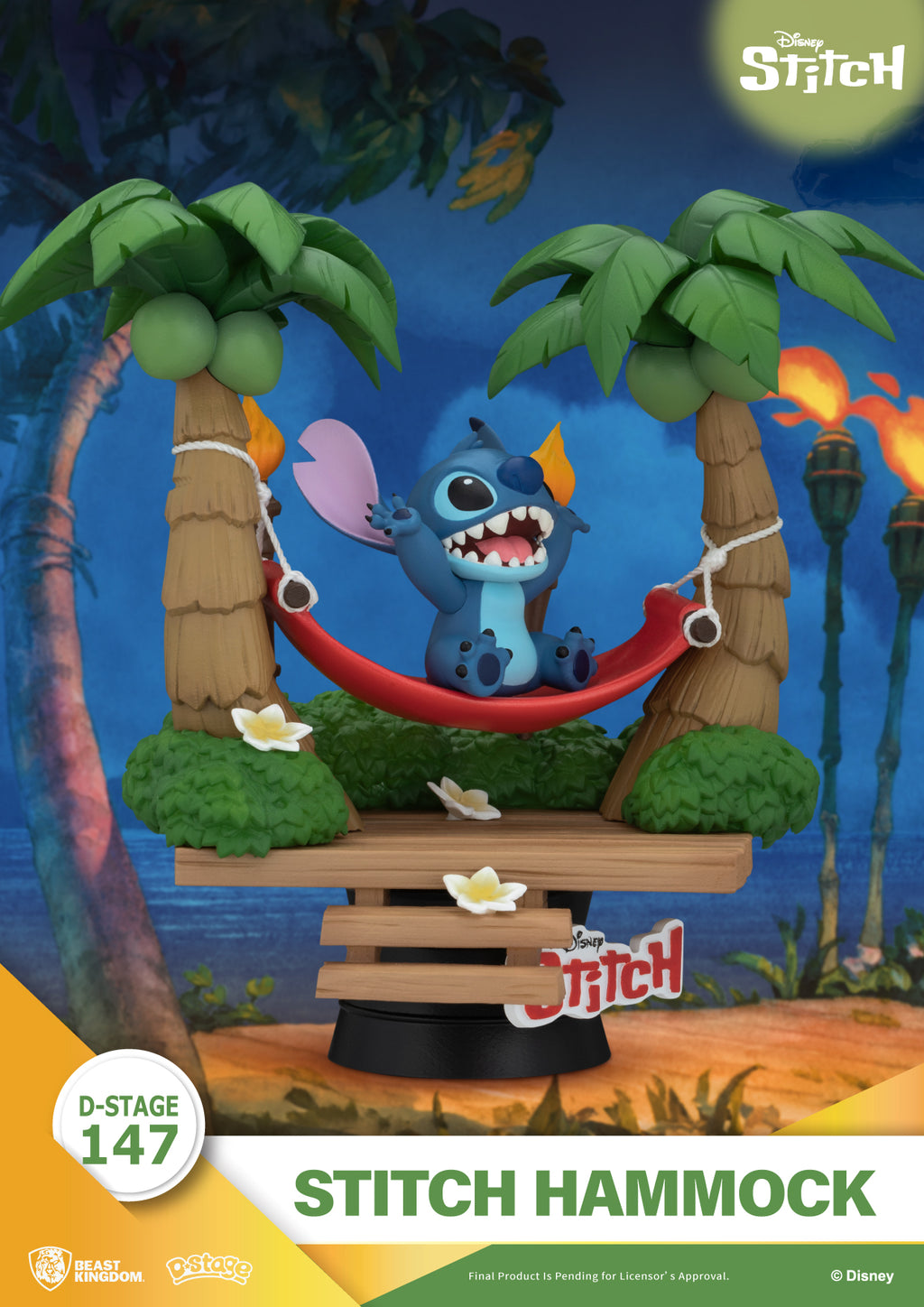 Diorama Stitch Hamac avec décor hawaïen – Beast Kingdom