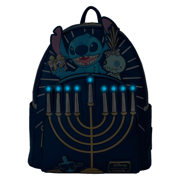 Mini sac à dos Loungefly Stitch Hanoucca avec menorah lumineuse – Disney
