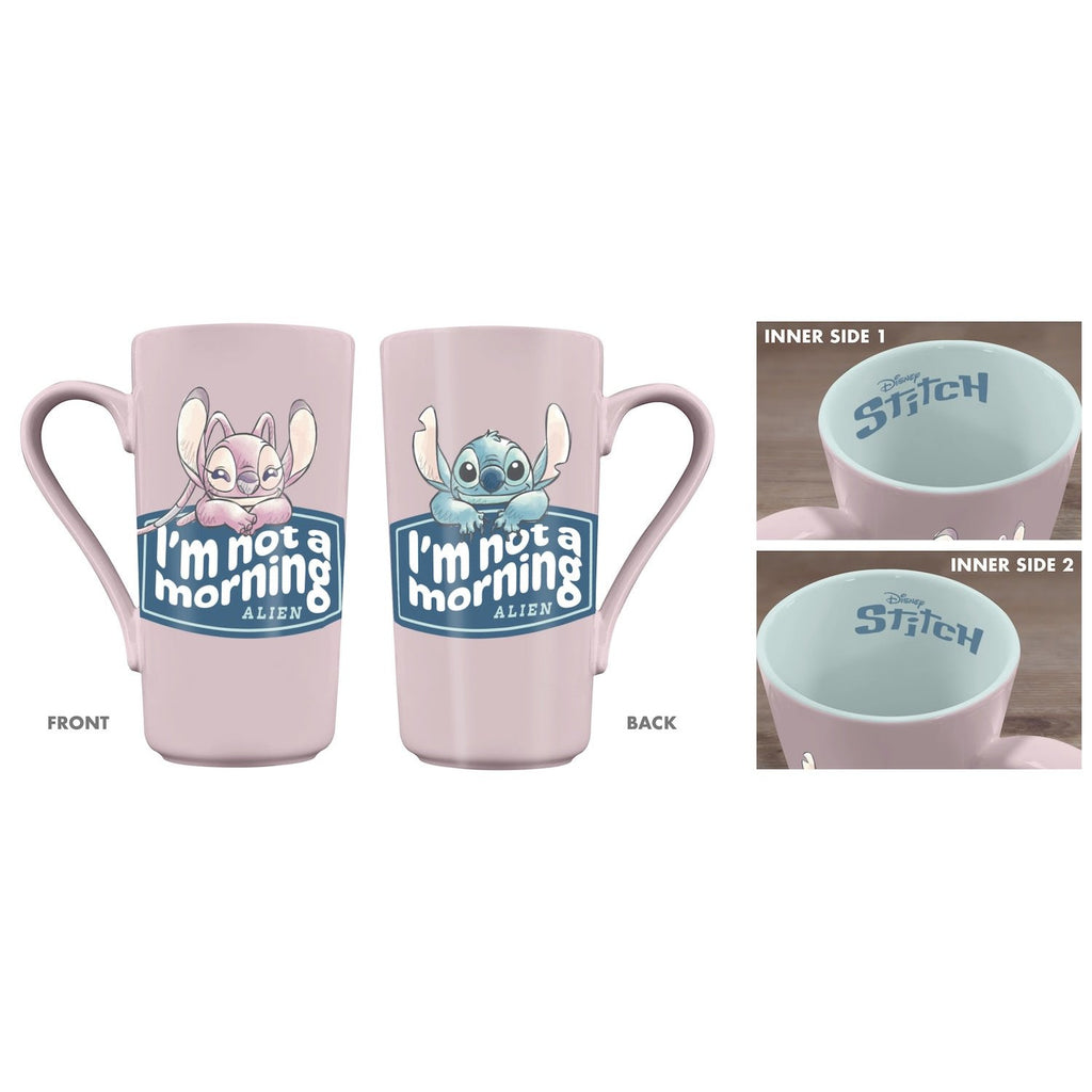 Mug latte Disney Stitch et Angel I’m Not a Morning Alien 470 ml