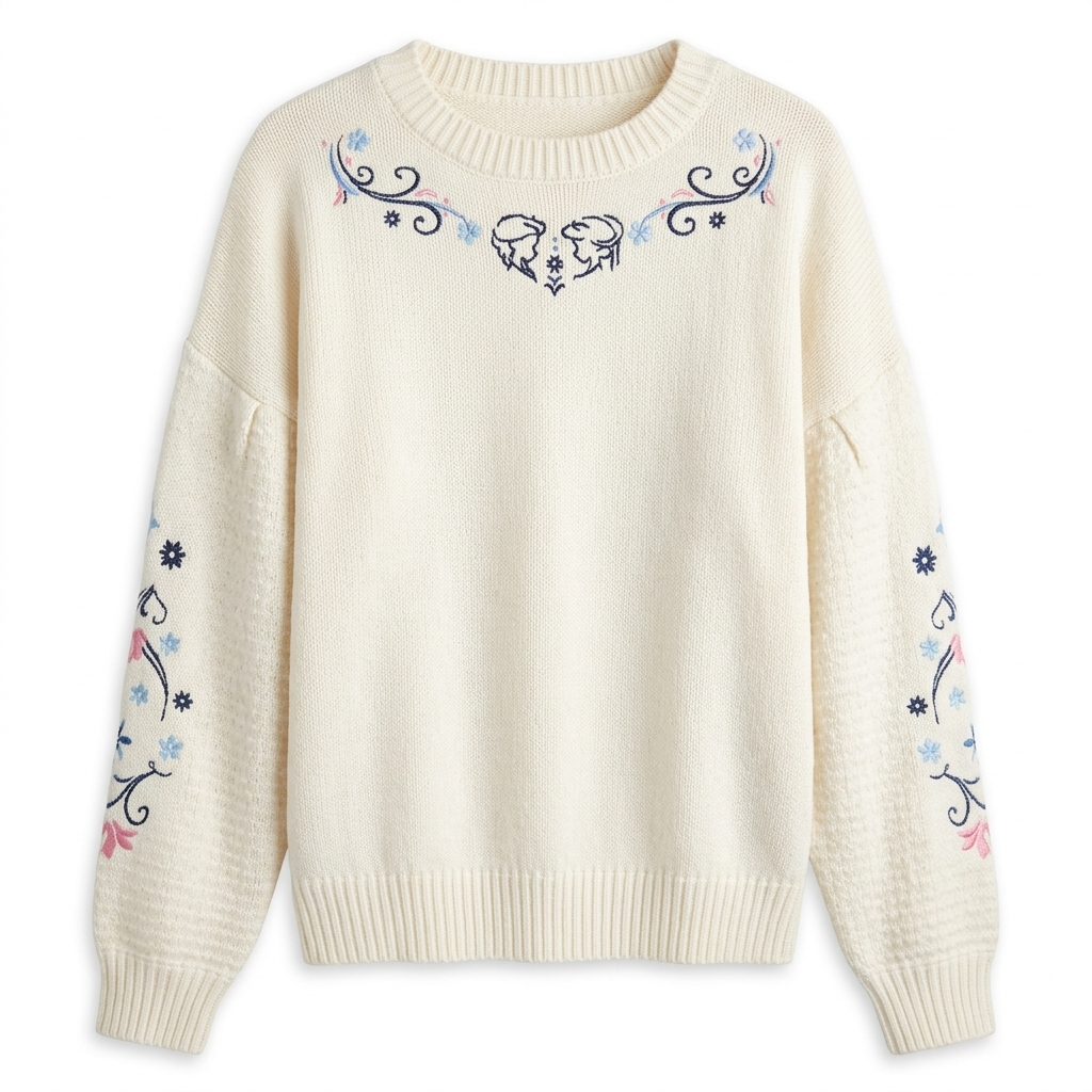 Pull brodé Frozen blanc Elsa & Anna – Disneyland Paris
