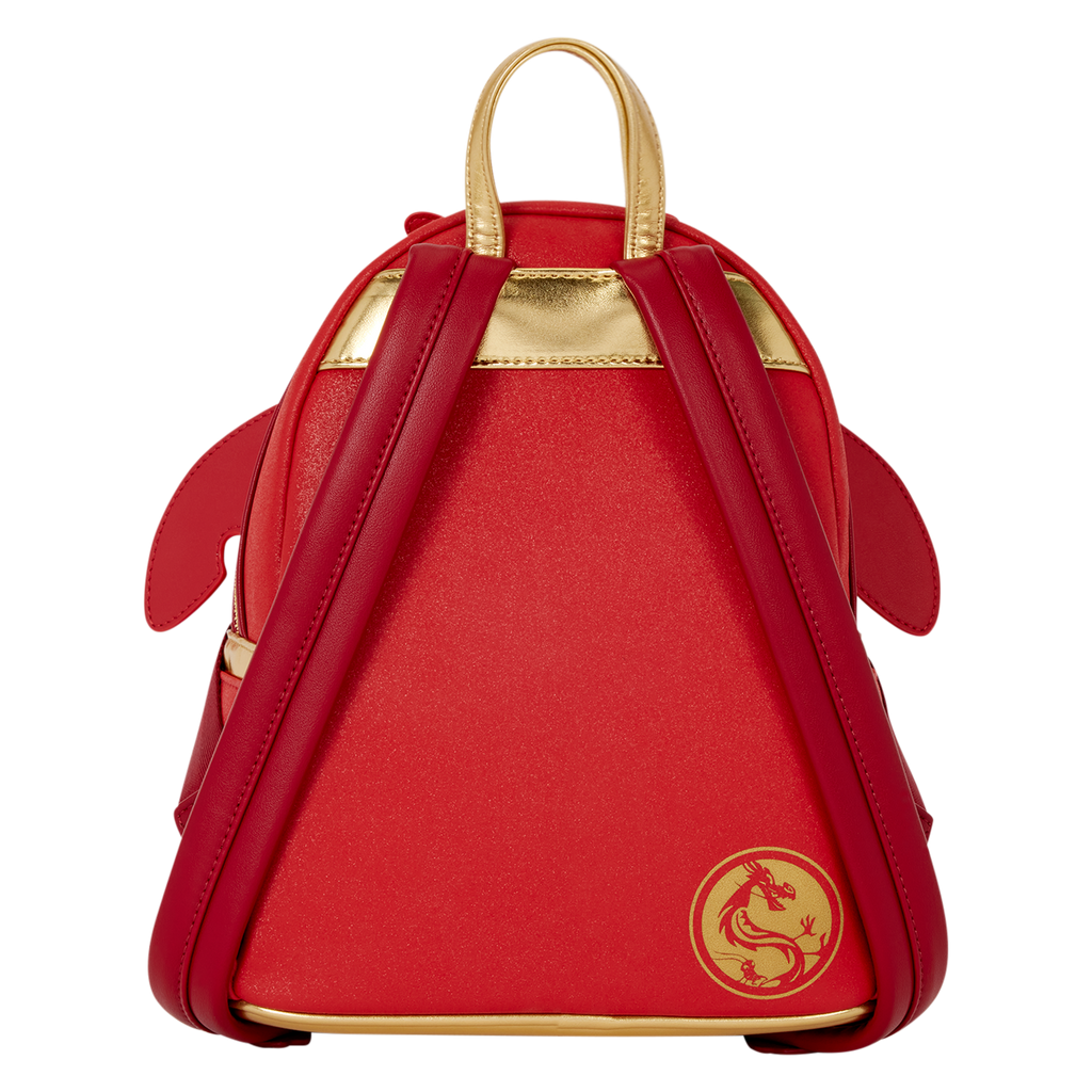 Mini sac à dos Loungefly Mulan Mushu Glitter Cosplay – vue arrière
