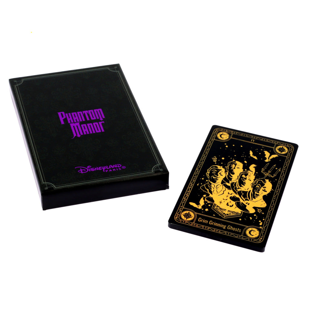 Carta dei tarocchi Arribas Grim Grinning Ghosts – carta con la sua scatola Phantom Manor, vista prospettica