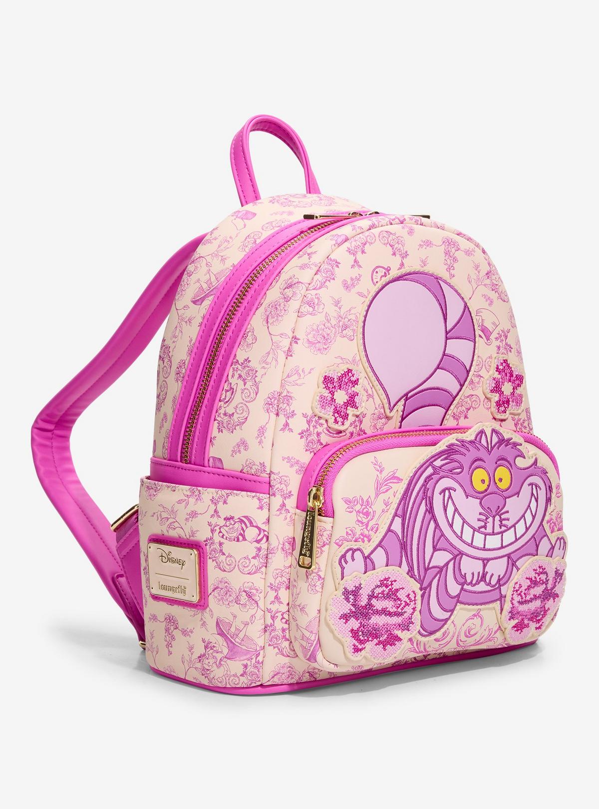 Mini sac à dos Loungefly Chat du Cheshire Floral — vue complémentaire 2, BoxLunch 36123902
