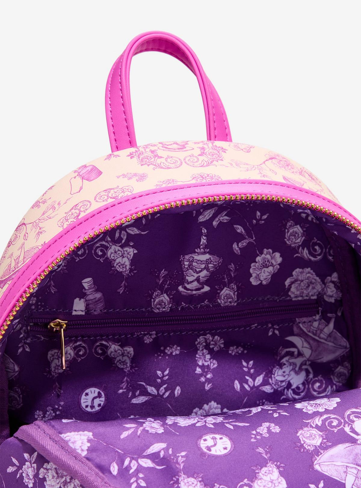 Mini sac à dos Loungefly Chat du Cheshire Floral — vue complémentaire 4, BoxLunch 36123902