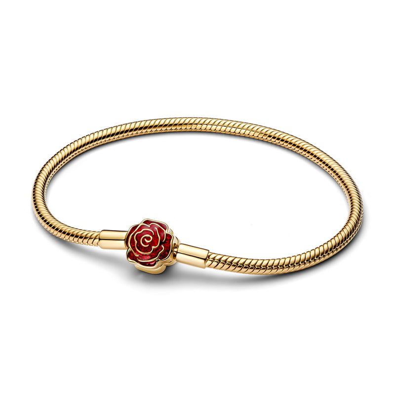 Bracelet Pandora Disney La Belle et la Bête Rose Enchantée doré 18 cm