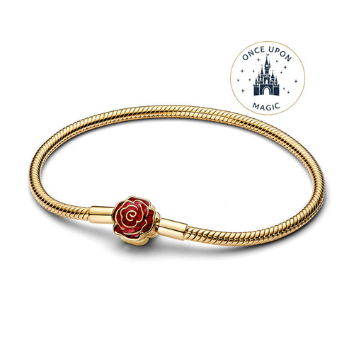 Bracelet Pandora Disney La Belle et la Bête Rose Enchantée doré 18 cm