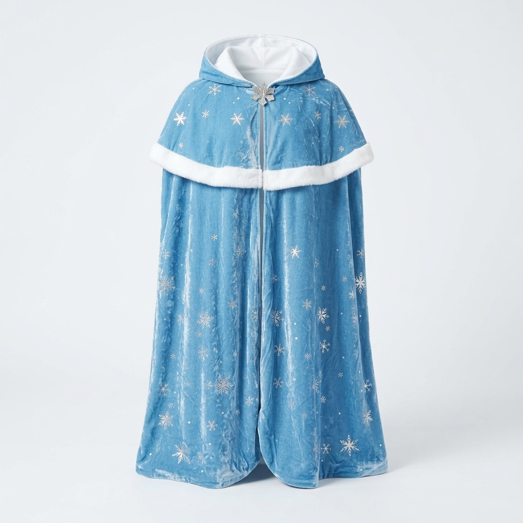 Cape Elsa enfant Frozen Disneyland Paris bleue à capuche avec motifs flocons