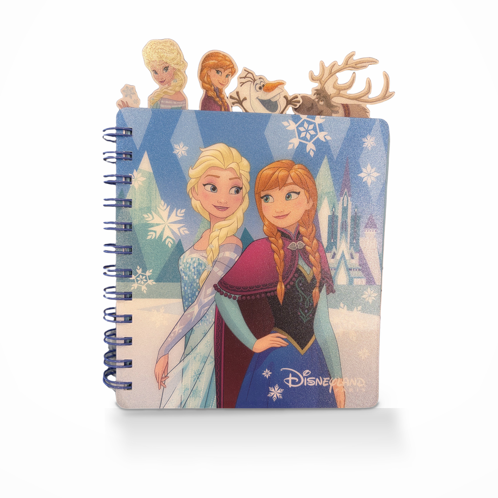 『アナと雪の女王』タブ付きノート、白背景でのエルサとアナがいる表紙