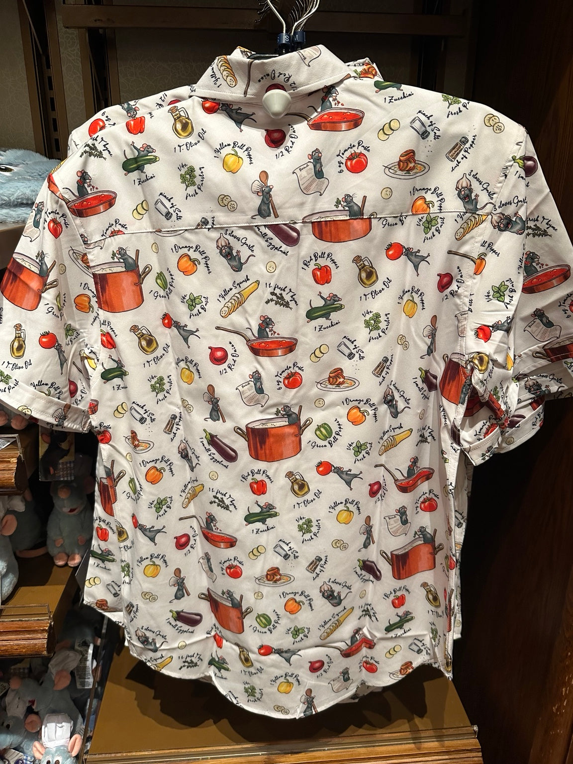 Dos chemise Ratatouille motifs cuisine Rémy Disneyland Paris