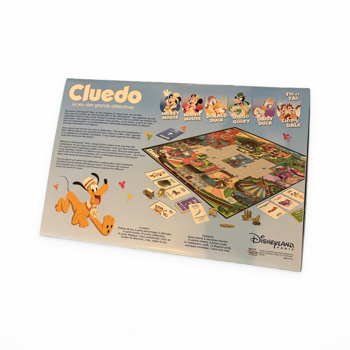 Cluedo Disneyland Paris – dos de la boîte et contenu du jeu