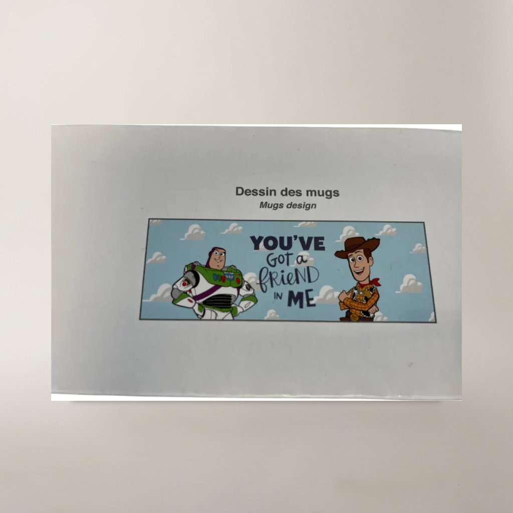 Duo de mugs Buzz et Woody Toy Story – vue du dessin sur la boîte