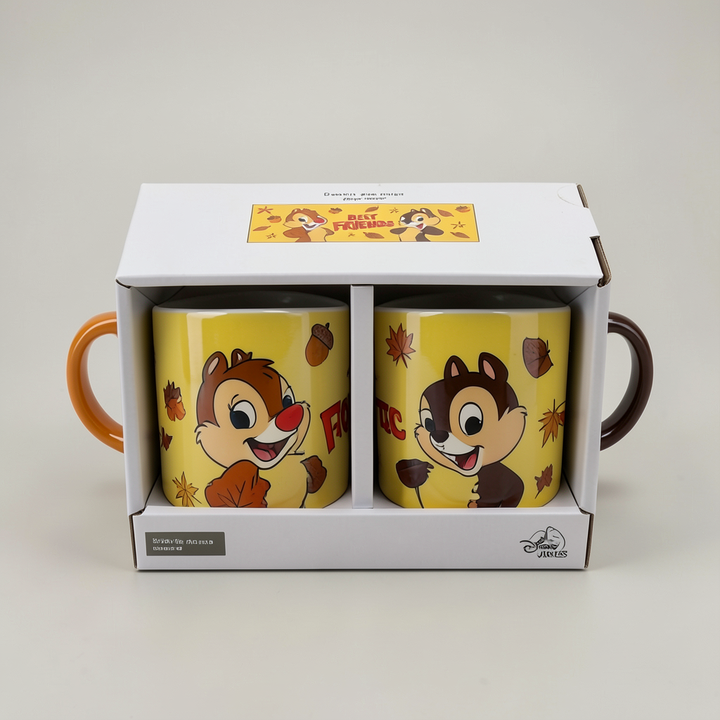 Duo de mugs Tic et Tac vue plongeante – photo studio