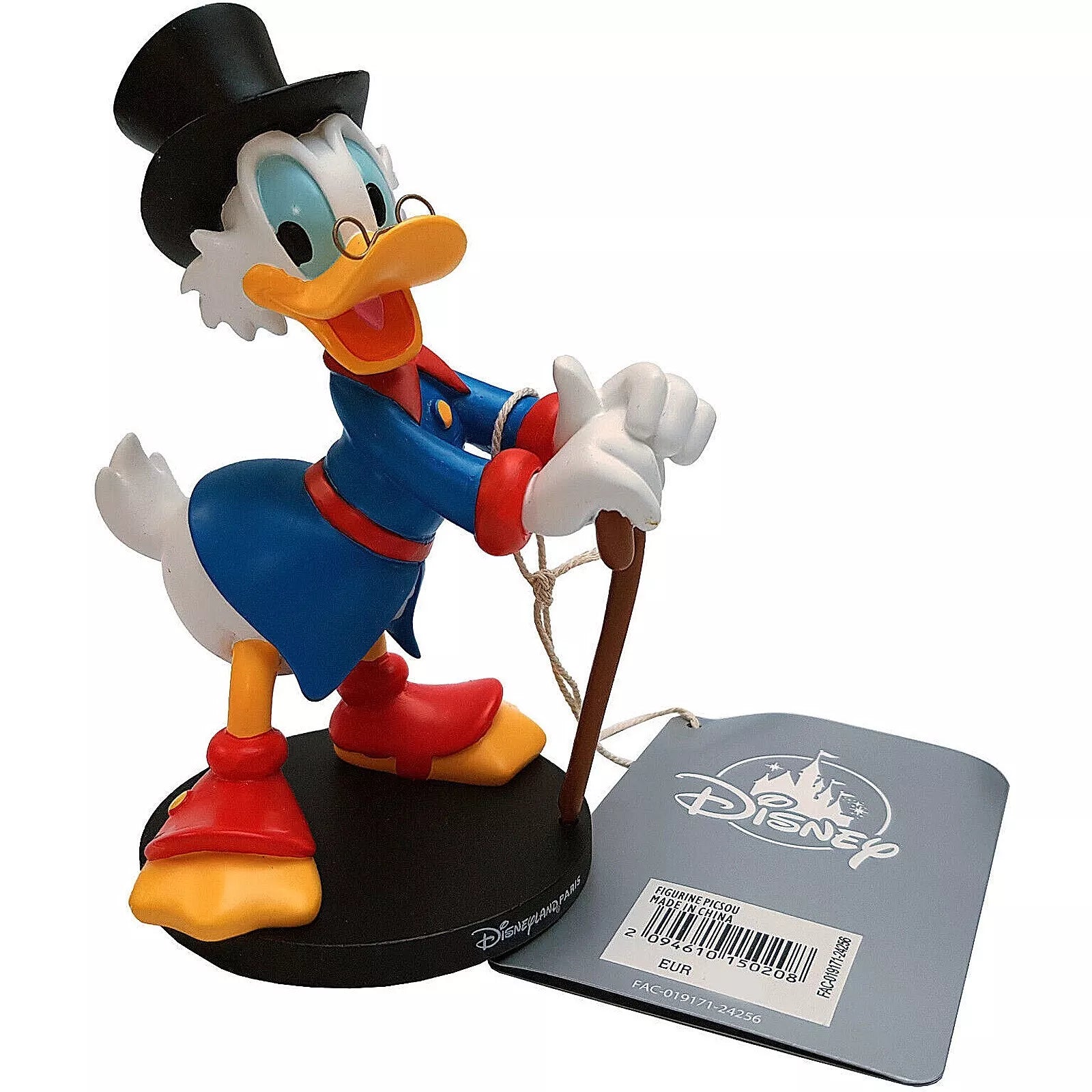 Figurine Picsou Disneyland Paris avec canne et haut-de-forme