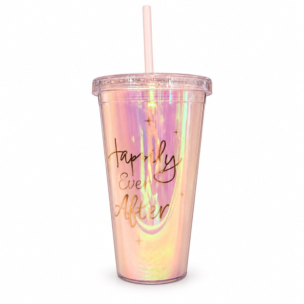 Gobelet irisé Happily Ever After Disneyland Paris avec paille – face