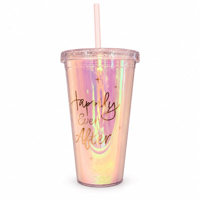 Gobelet irisé Happily Ever After Disneyland Paris avec paille – face