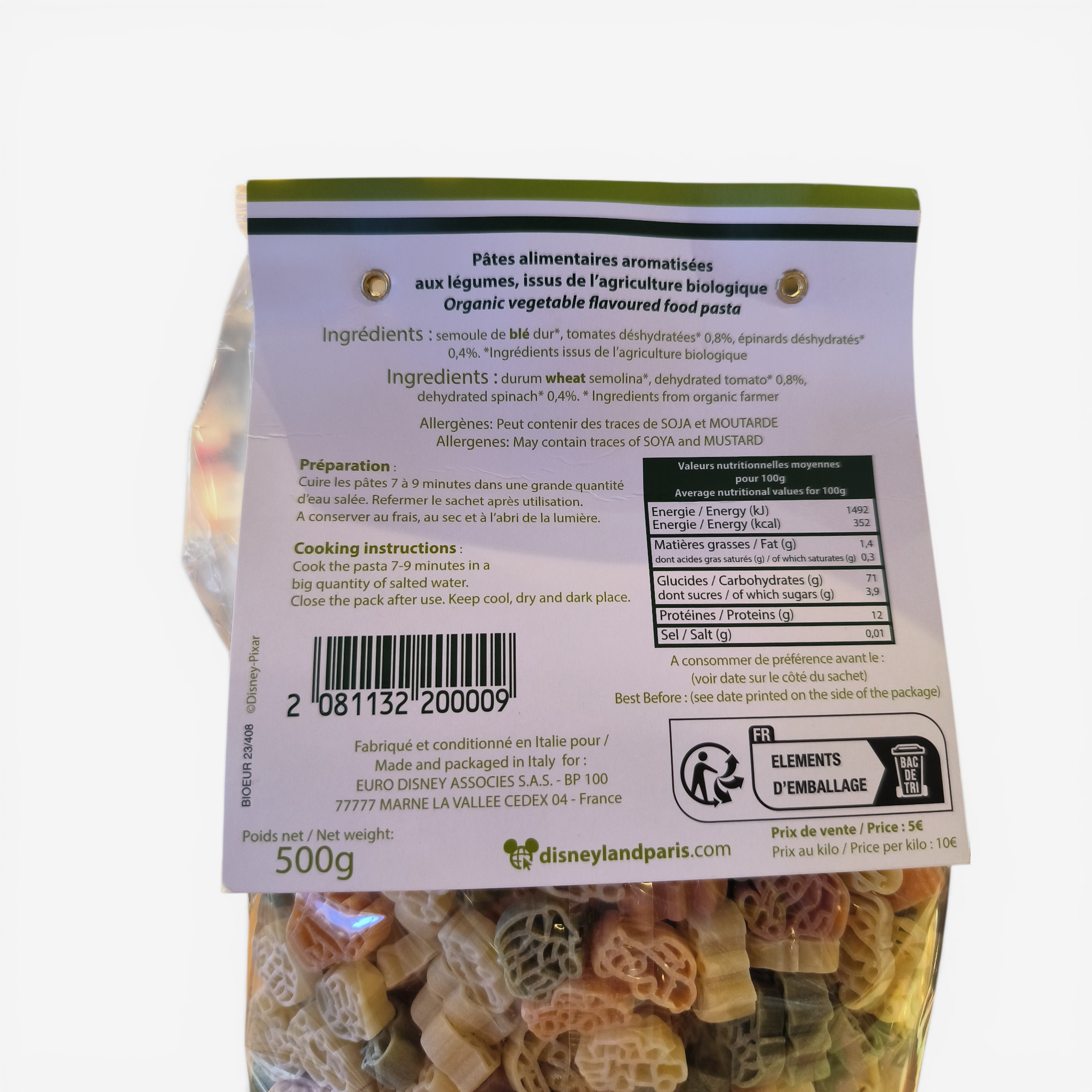 Bio-Dreifarben-Pasta Cars – 500g | Disneyland Paris
