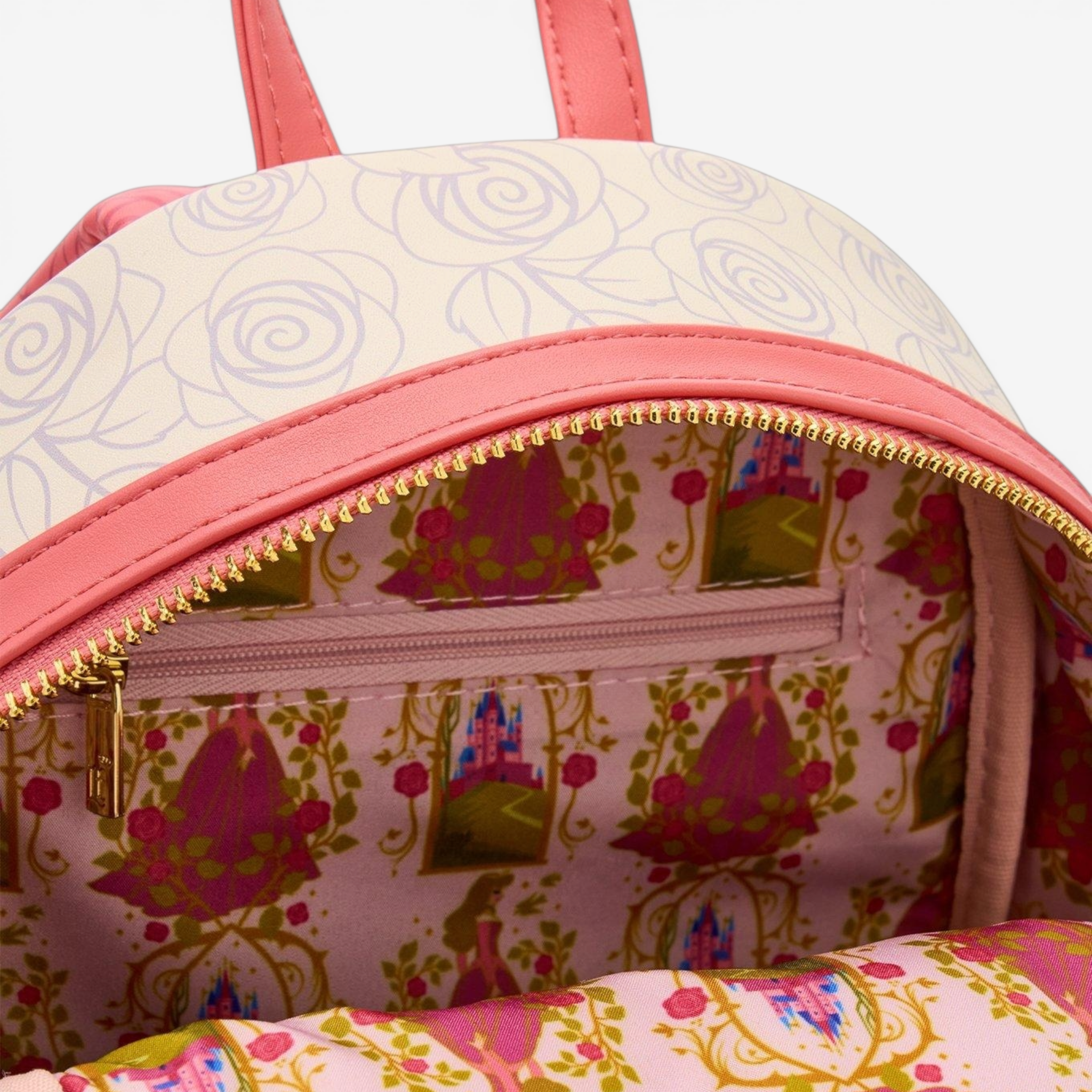 Loungefly Mini Rucksack Disney Dornröschen Aurora Blumen Magnetverschluss - US-Import