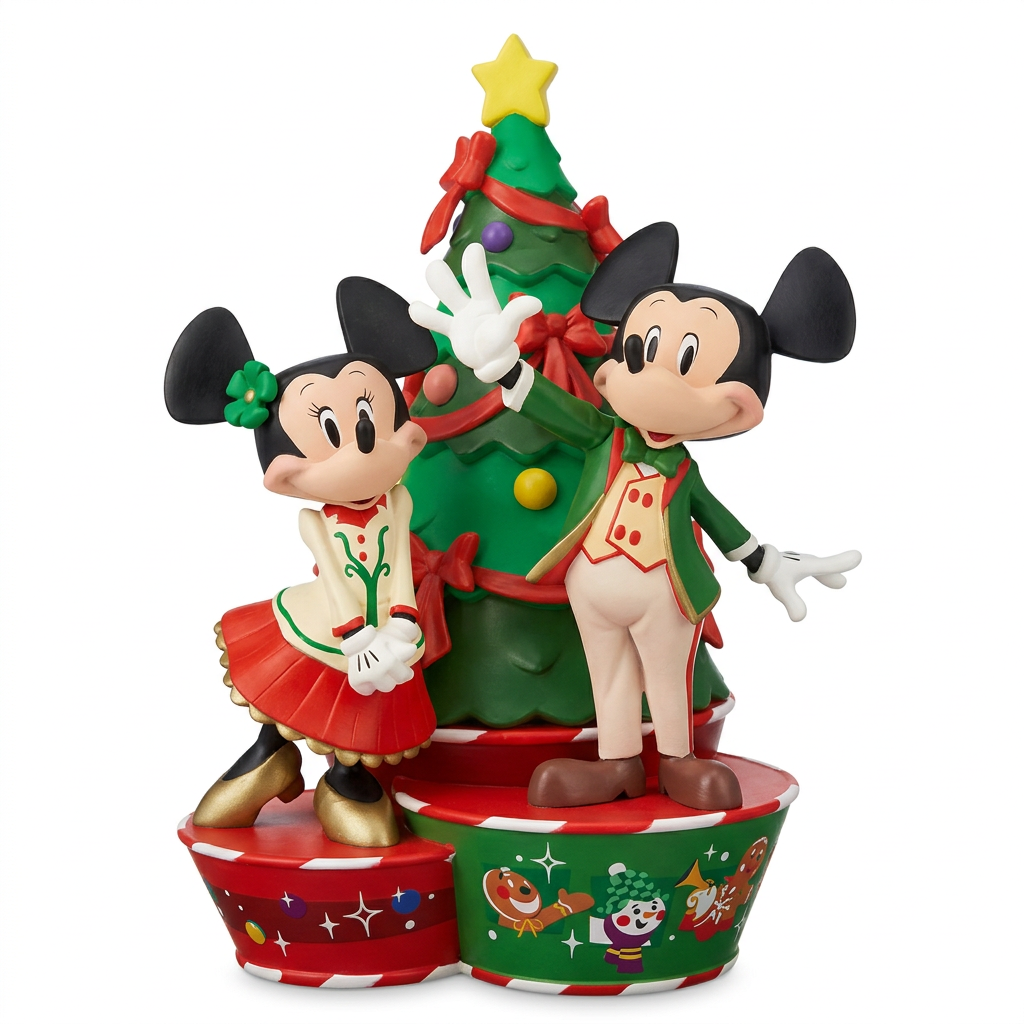Figurine de Noël Mickey et Minnie autour du sapin – Disneyland Paris