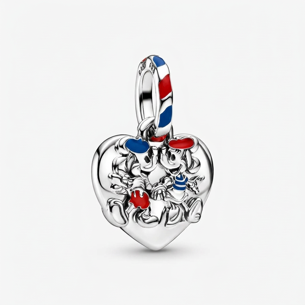 Charm pendant Pandora Mickey et Minnie Cœur Paris – Disneyland Paris