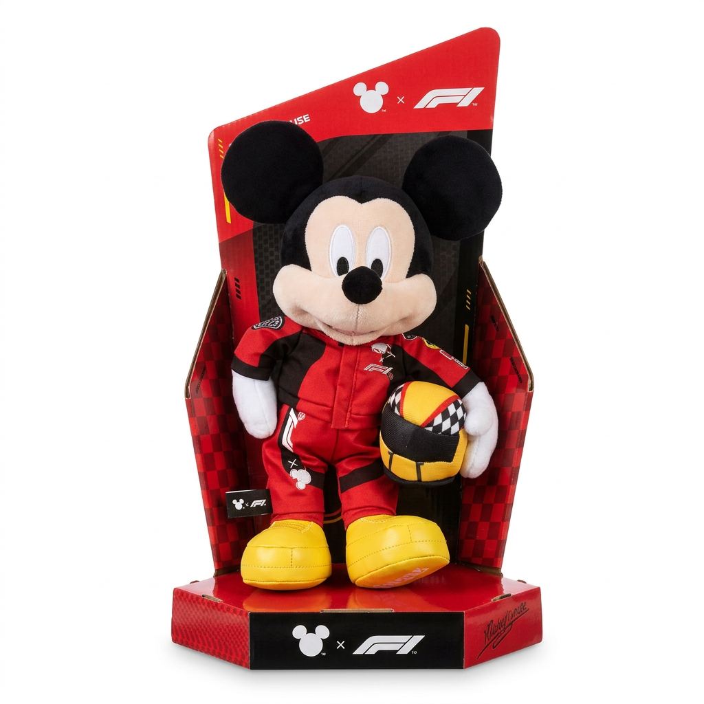 Peluche Mickey pilote Formula 1 rouge avec casque – Disneyland Paris