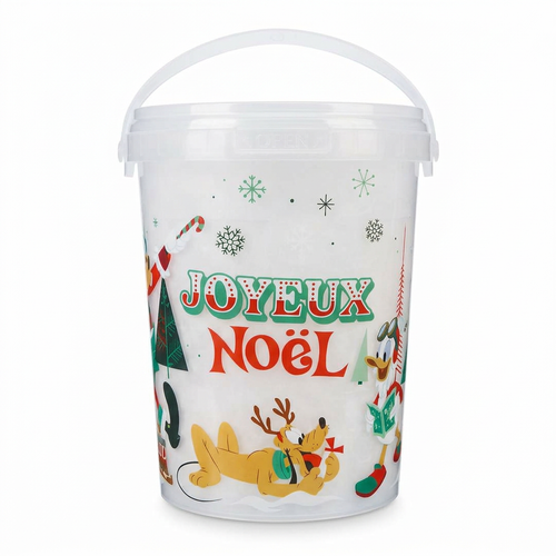 Zuckerwatte-Eimer mit Henkel und Aufschrift „Joyeux Noël“, Pluto-Seite