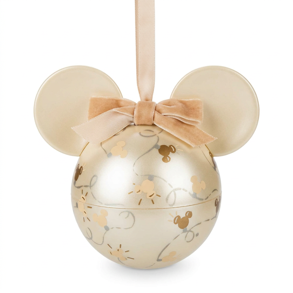Coffret ornement Mickey crème fermé sur fond blanc mat