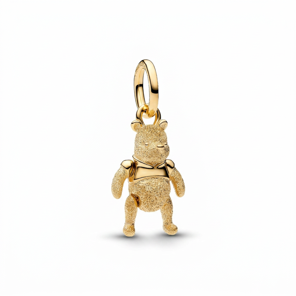 Charm pendant Pandora Winnie l’Ourson articulé doré – Disneyland Paris