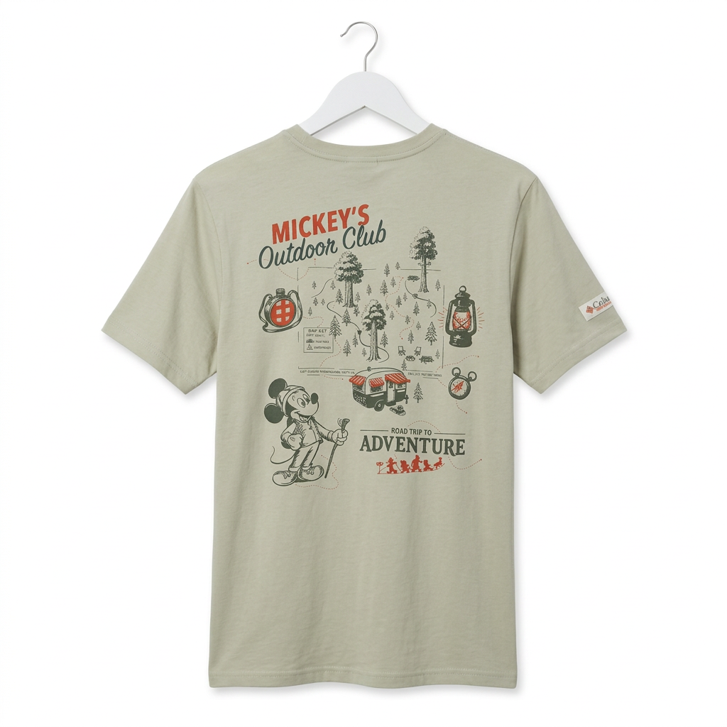 T-shirt Disney x Columbia Mickey’s Outdoor Club – Camping vert sauge – Disneyland Paris